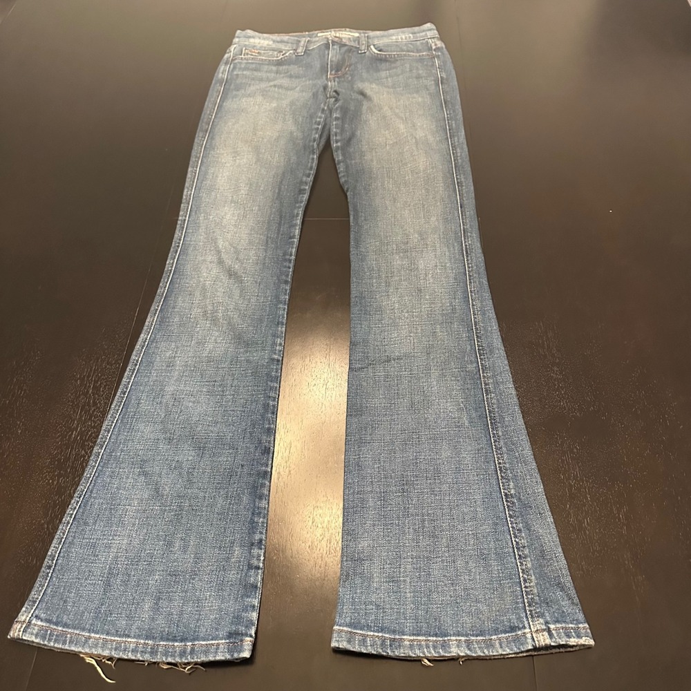 Joe's Jeans Rocker Jeans Women 26 Blue Flare Distressed Hem Denim